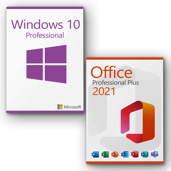 Microsoft Windows 10 Professional + Microsoft Office 2021 Professional Plus Licence pour 3 PC