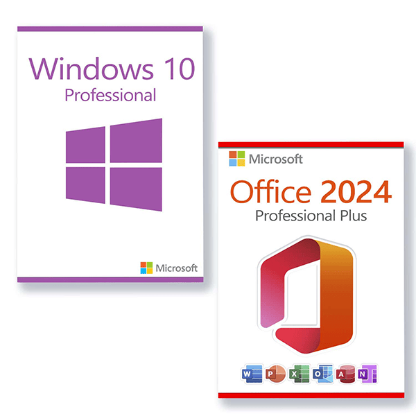 Microsoft Office 2024 Professional Plus + Microsoft Windows 10 Professional Licence pour 3 PC