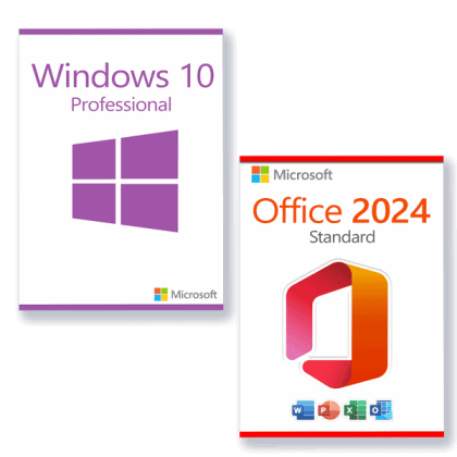 Microsoft Office 2024 Standard + Microsoft Windows 10 Professional Licence pour 3 PC
