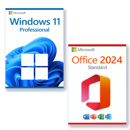 Microsoft Office 2024 Standard + Microsoft Windows 11 Professional Licence pour 3 PC