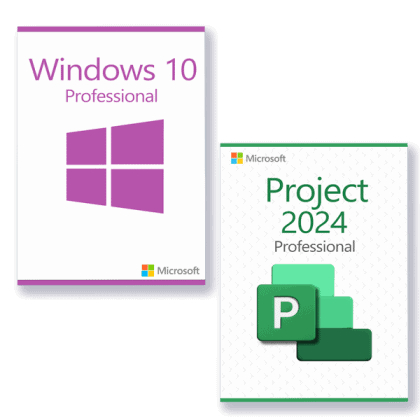 Microsoft Windows 10 Professional + Microsoft Project 2024 Professional Licence pour 3 PC