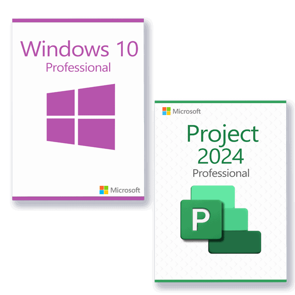 Microsoft Windows 10 Professional + Microsoft Project 2024 Professional Licence pour 3 PC