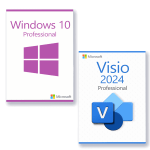 Microsoft Windows 10 Professional + Microsoft Visio 2024 Professional Licence pour 3 PC