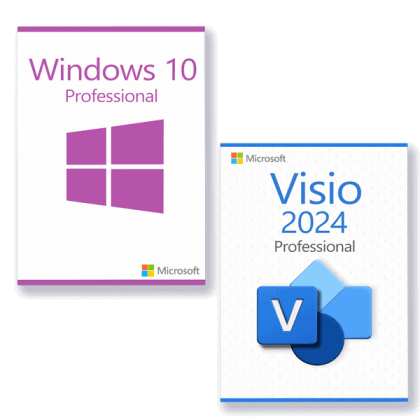 Microsoft Windows 10 Professional + Microsoft Visio 2024 Professional Licence pour 3 PC